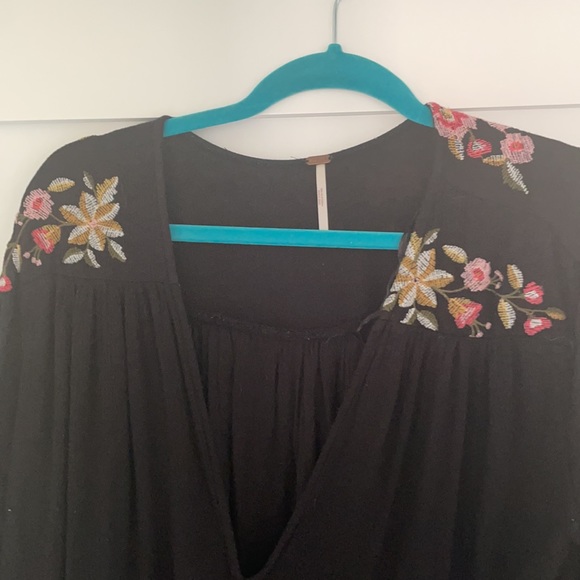 Free People Black, Long Sleeved Dress with Floral Print - Picture 2 of 3